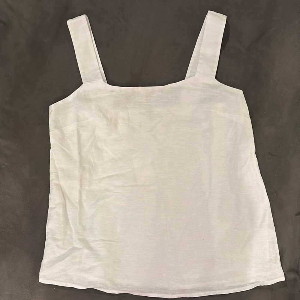 J Crew white linen square neck boxy tank NWT!